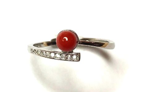 bague anneau croisé corail