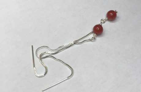 boucles d'oreilles boho chic perles 5mm sur chaine traversante