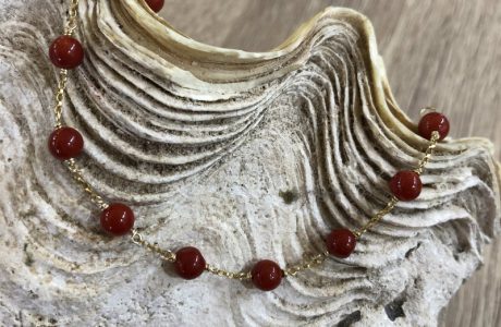 bracelet corail rouge 6 mm et or 18kts
