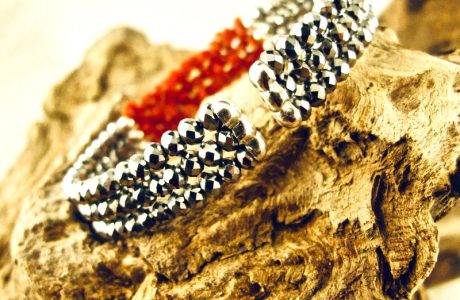 bracelet 3 rangs corail rouge et argent