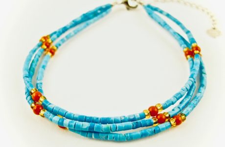 bracelet lhassa corail et turquoise