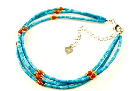 bracelet lhassa corail et turquoise