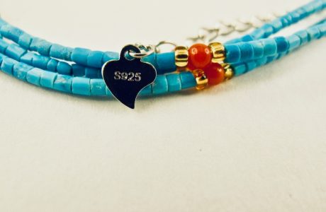 bracelet lhassa corail et turquoise