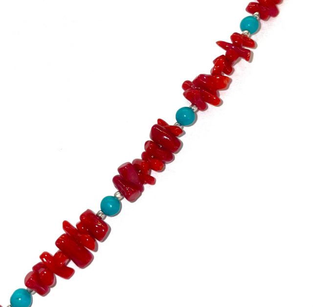 bracelet cuppoline mediterranea perles de corail rouge et turquoise