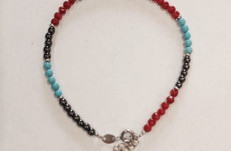 bracelet talisman corail rouge turquoise hematite