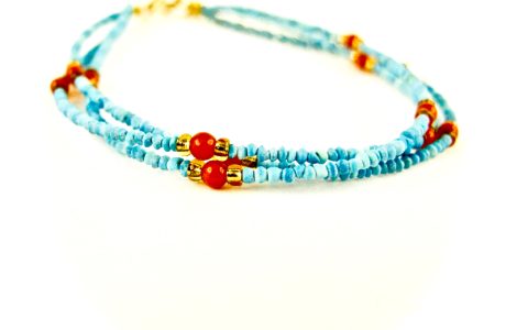 bracelet lhassa corail et turquoise