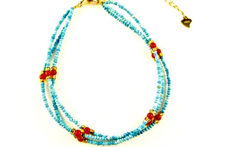 bracelet lhassa corail et turquoise