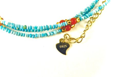 bracelet lhassa corail et turquoise