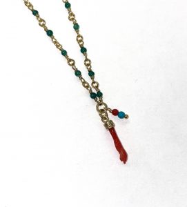 collier mannina corail rouge et agate verte