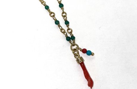 collier mannina corail rouge et agate verte