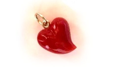 pendentif coeur rouge corail