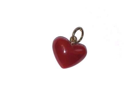 pendentif coeur rouge corail