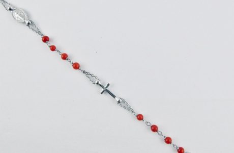 bracelet chapelet perles de corail rouge et argent massif