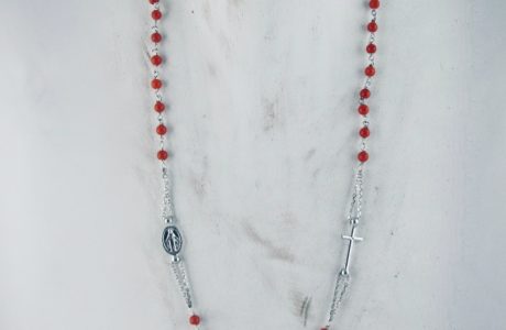 Collier rosaire en corail rouge de Bonifacio et argent