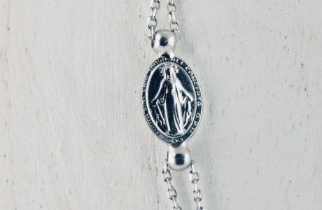 Collier rosaire en corail rouge de Bonifacio et argent