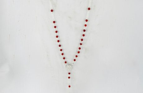 collier chapelet en corail rouge de Méditerranée et argent massif