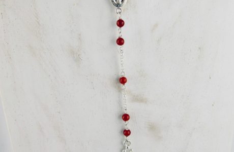 collier chapelet en corail rouge de Méditerranée et argent massif