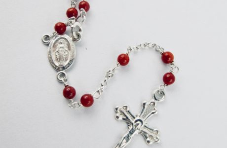 collier chapelet en corail rouge de Méditerranée et argent massif
