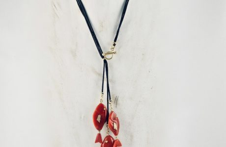 Collier 3 petits poissons rouges suspendus