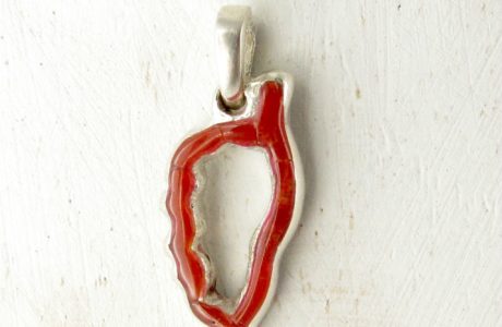 pendentif corse corail rouge et argent